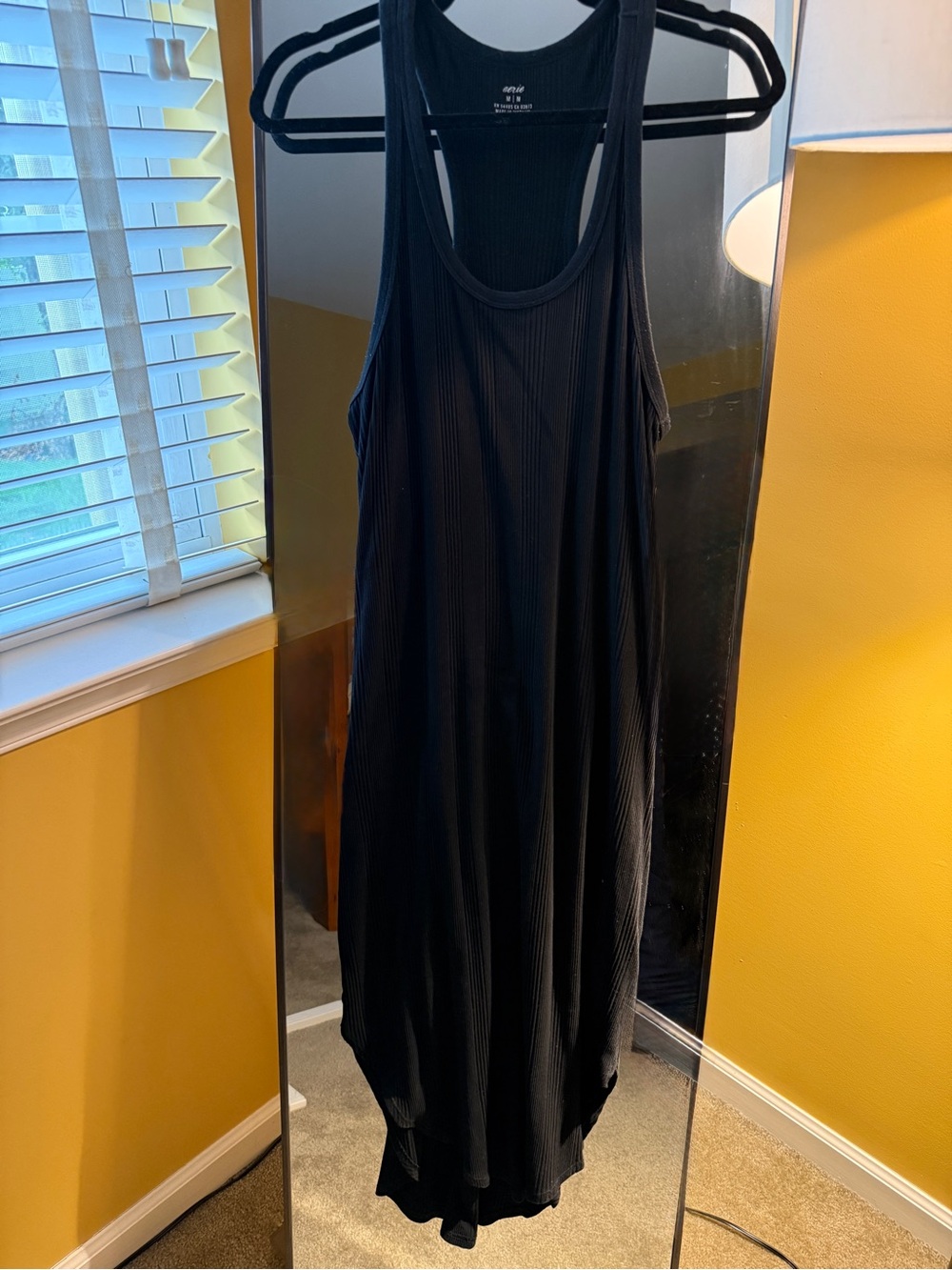 aerie Black Ribbed Maxi Tank Dress